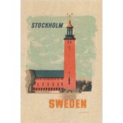 Vykort trä Stadshuset i Stockholm (Kauffer)
